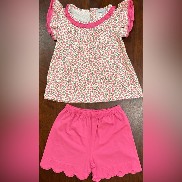 ISHTEX Pink/White Floral Girl's short set NWT size 24m/2Y - Picture 12 of 14